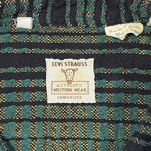 Levi's LVC Stripe Pattern Shirt Size Large Short Horn Western Wear Sanforized Vt - Picture 4 of 7